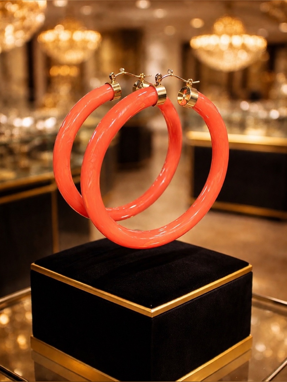 “Coral Crush” Resin Hoop Earrings